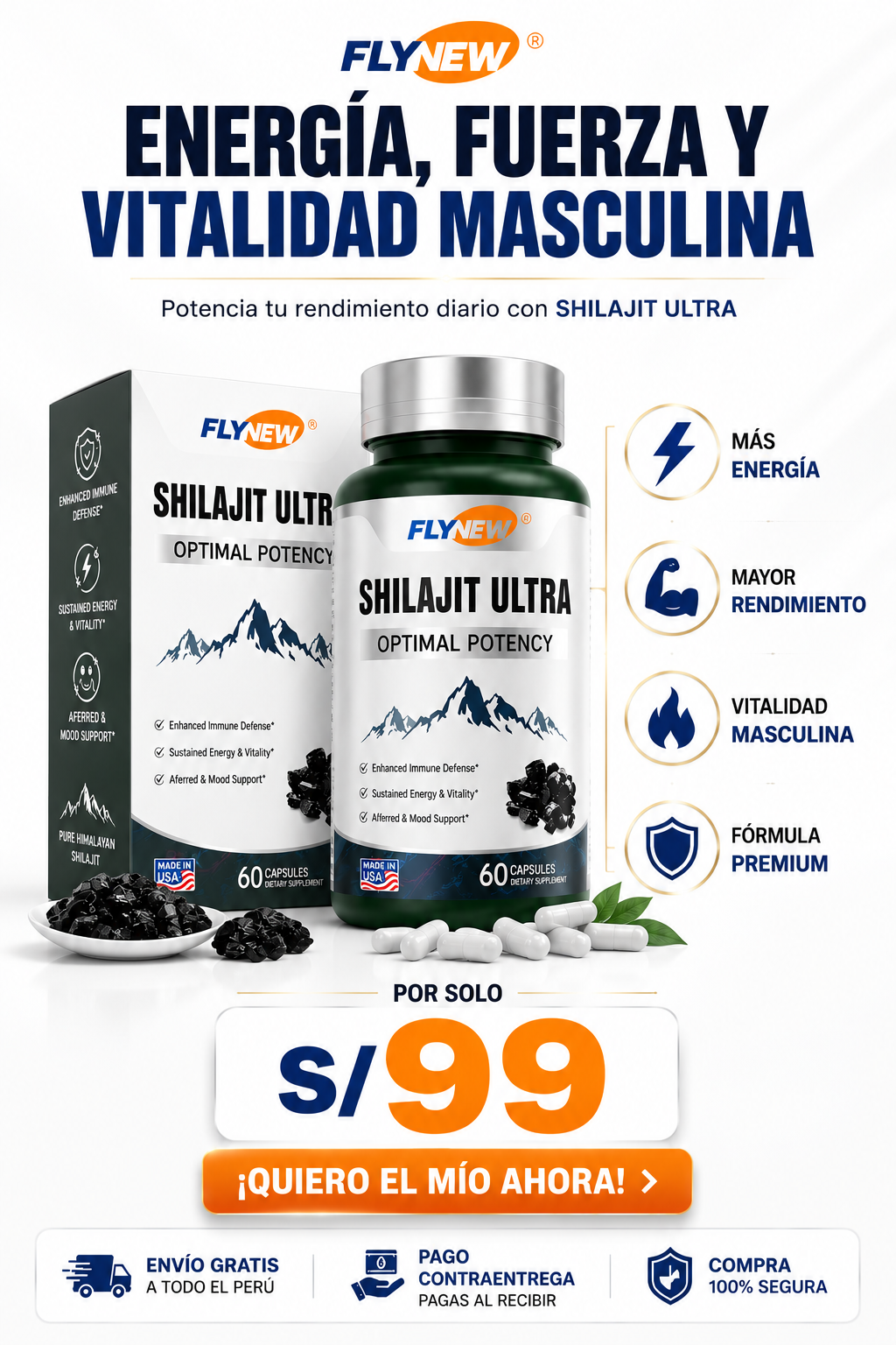 Shilajit ultra (Energía Natural, Fuerza y Vitalidad Masculina)