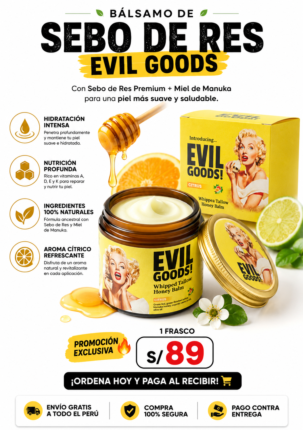 Bálsamo de Sebo de Res EVIL GOODS™ | Hidratación Profunda y Reparación Natural